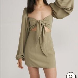 Chic Olive Tie-Front Mini Dress